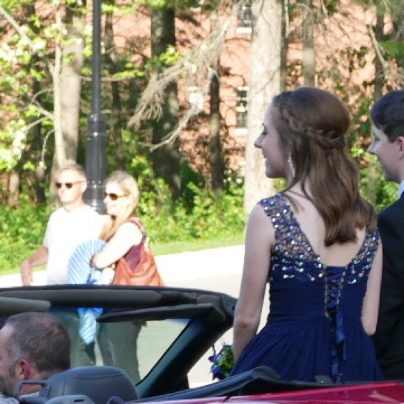 Navy prom dress with sequins - Picture 3 of 3